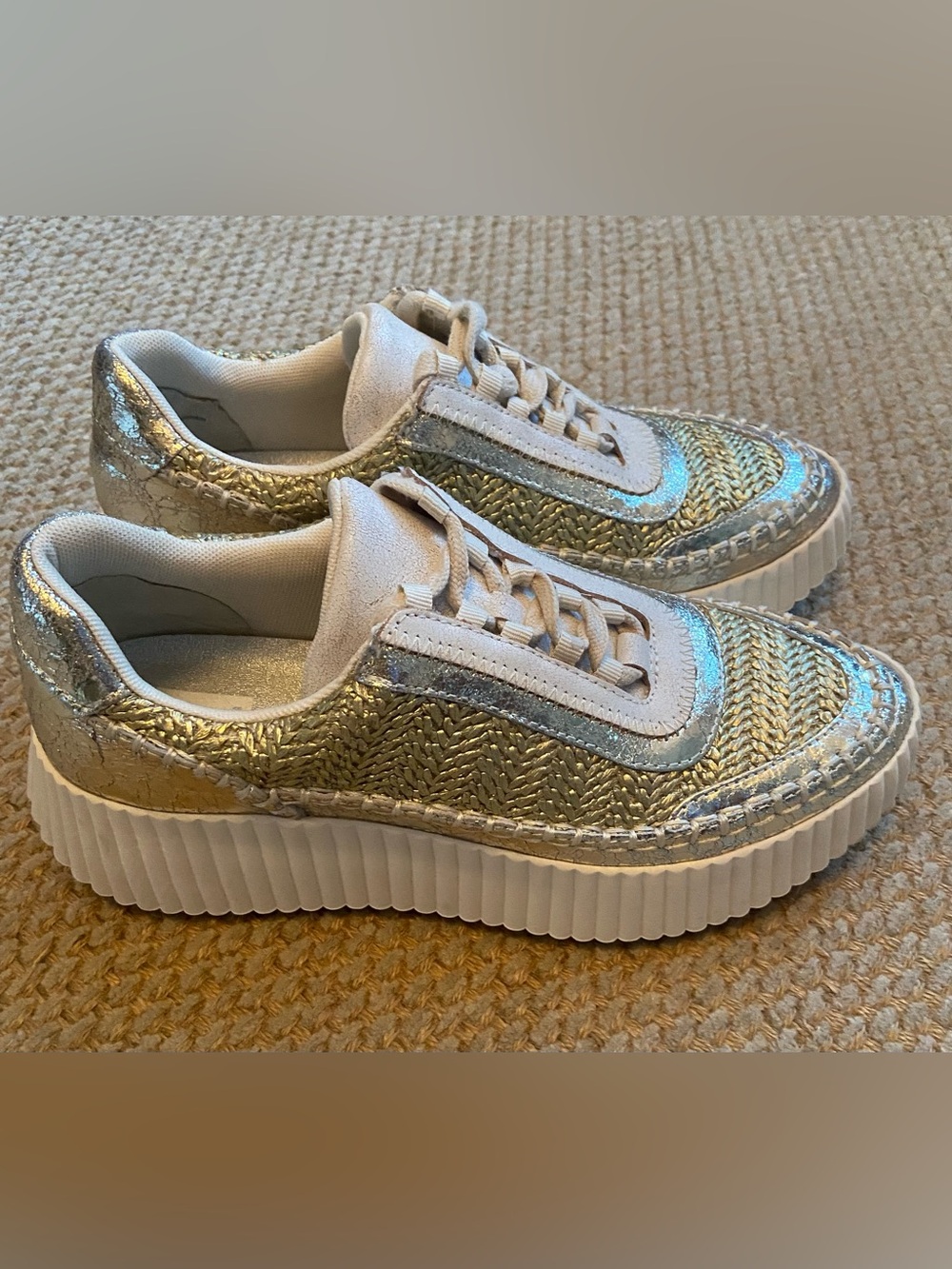 Dolce Vita Metallic Gold & Silver Platform Sneakers Size 7.5